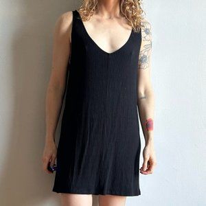 Reformation Ribbed Black Casual Mini Dress
